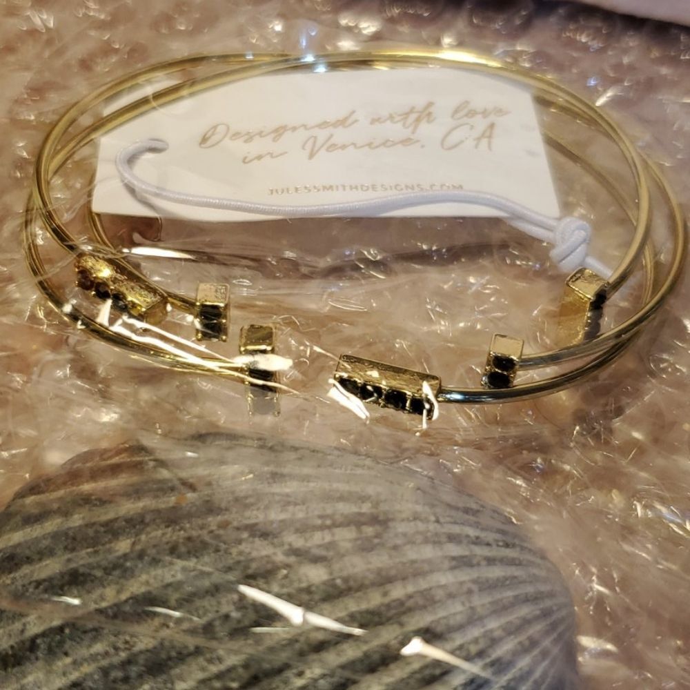 Pave Cuff bracelets 14K Gold & Black by Jules Smith Designs Venice Beach CA NEW - Picture 10 of 12